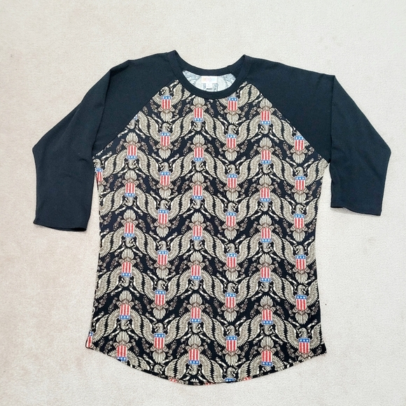 LULAROE Woman's Patriotic Raglan Sleeve Jersey Top Shirt 4th Of July Size Large - Picture 5 of 11